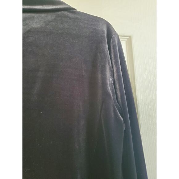 J.Jill Wearever Black Velour Knit Single Button Relaxed Jacket Blazer Sz Medium - Picture 10 of 11